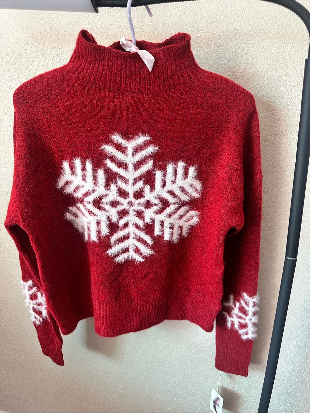 Jessica Simpson Red Snowflake Turtleneck Sweater